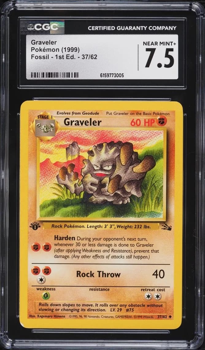 Graveler, Fossil - 1st Edition, CGC 7.5