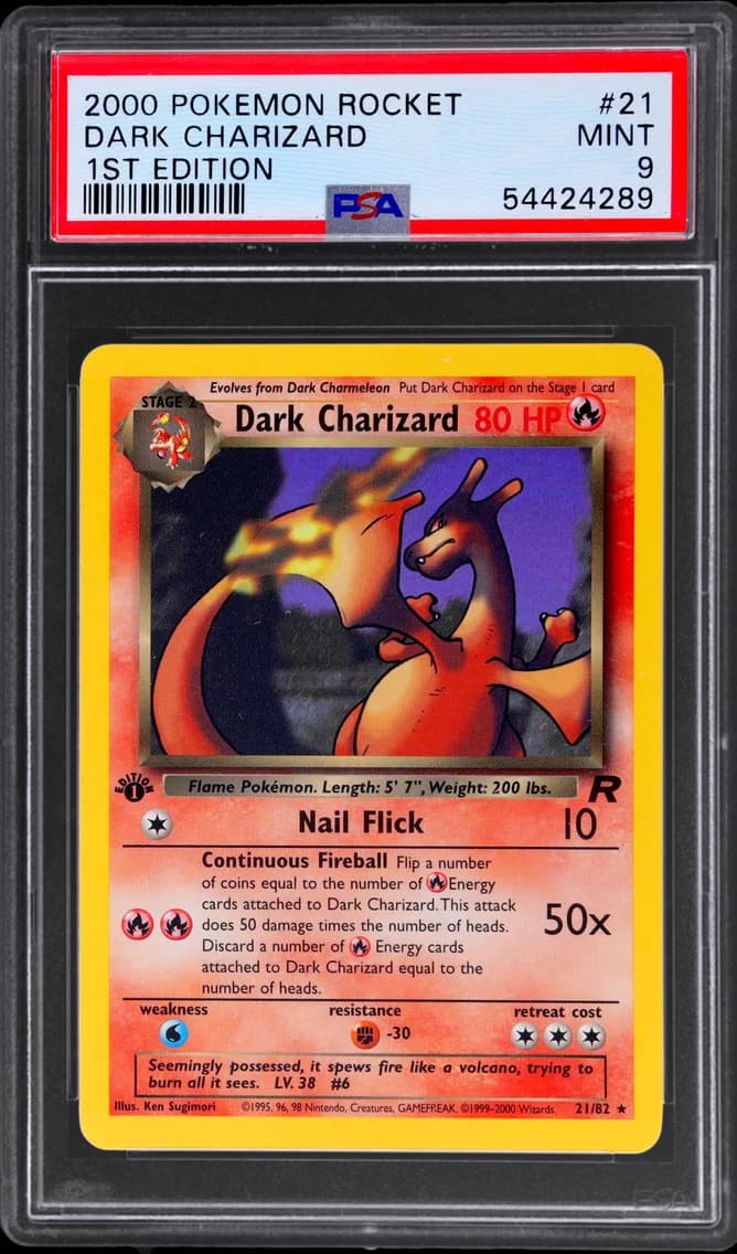 Dark Charizard, Rocket, PSA 9