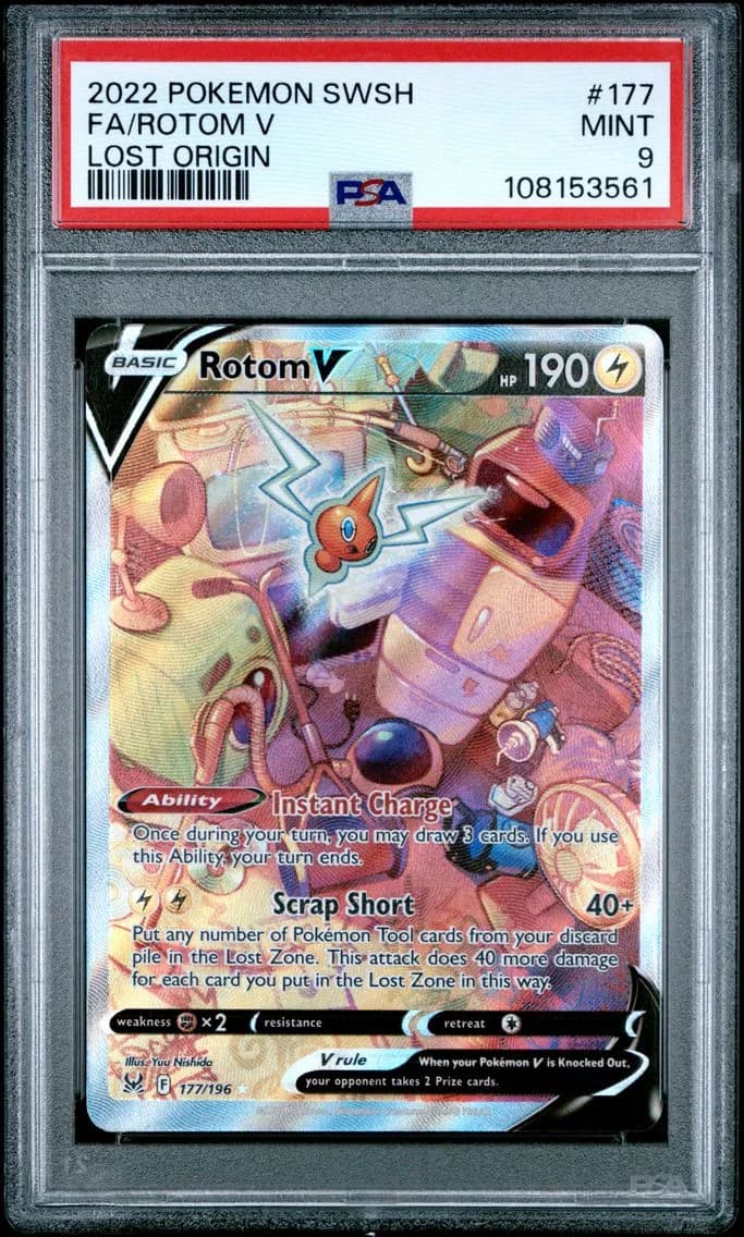 Rotom V, Sword & Shield Lost Origin, PSA 9