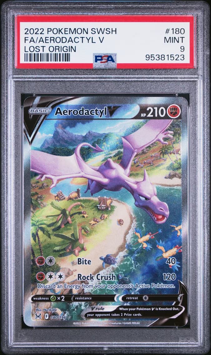 Aerodactyl V, Sword & Shield Lost Origin, PSA 9