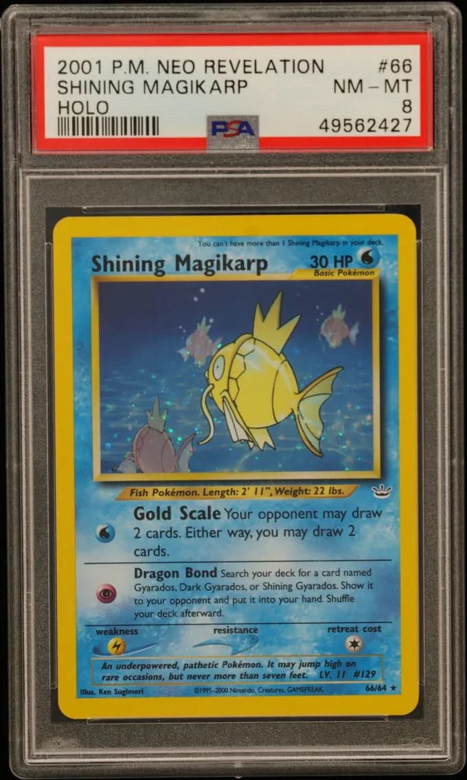 Shining Magikarp-Holo, Neo Revelation, PSA 8