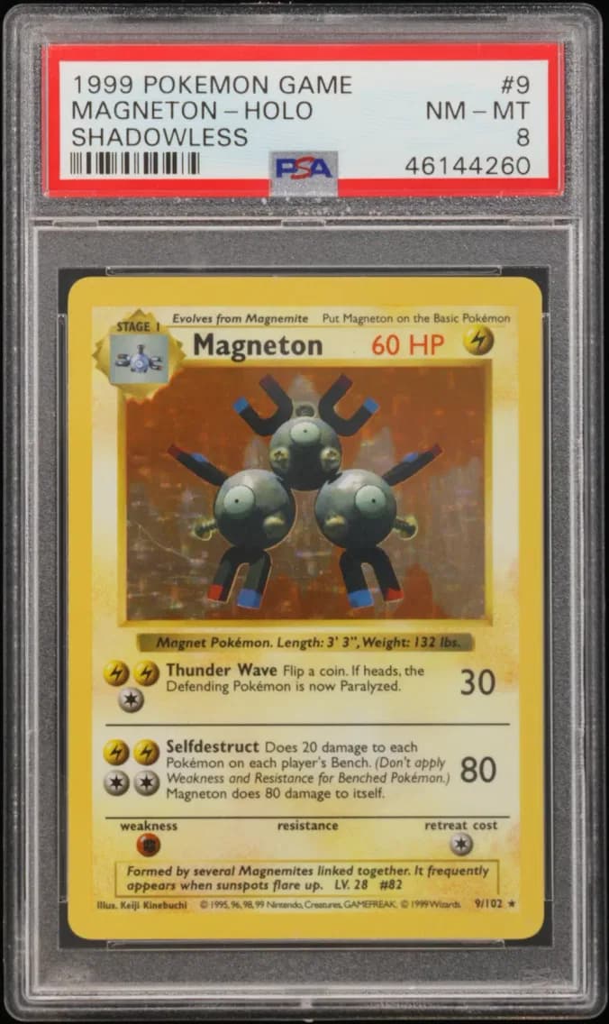 Magneton-Holo Shadowless, Game, PSA 8