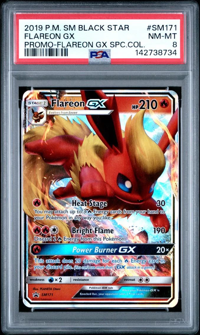 Flareon GX, SM Black Star Promo, PSA 8