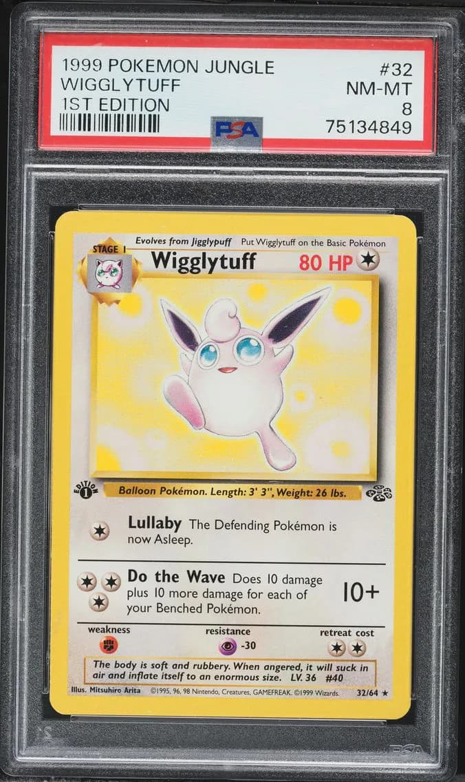 Wigglytuff 1st Edition, Jungle, PSA 8