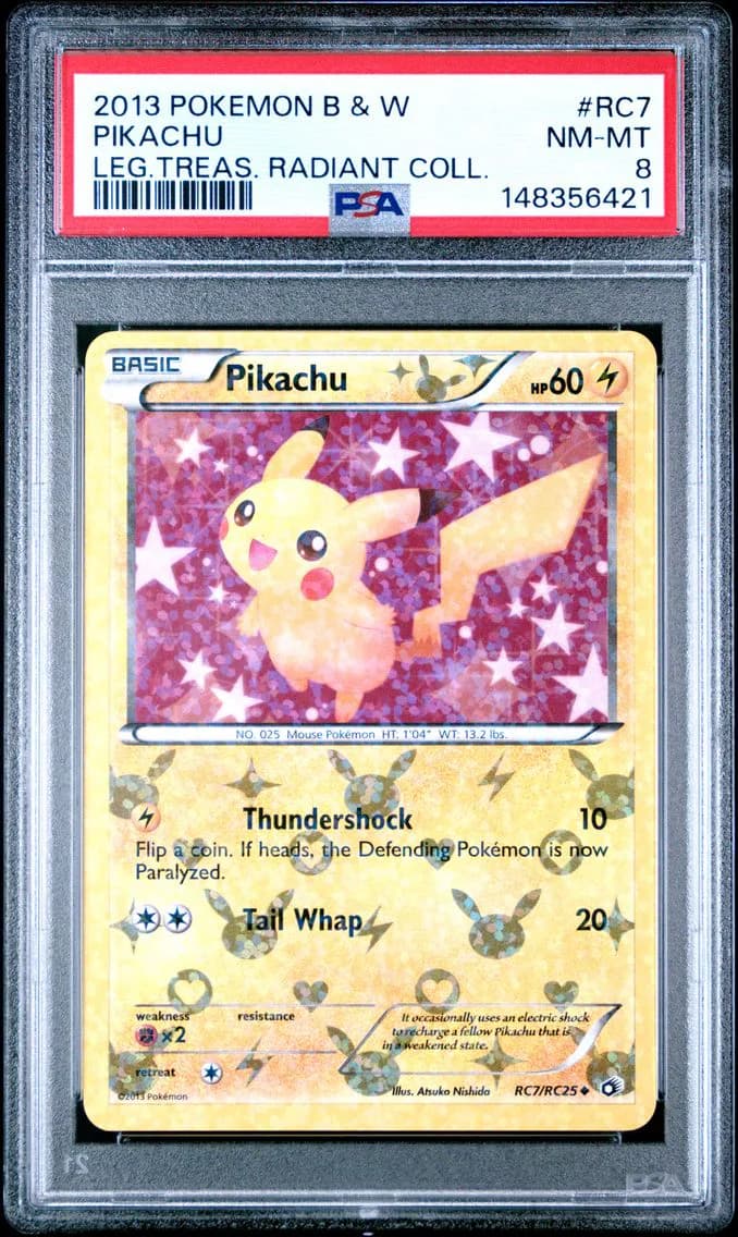 Pikachu, Black & White Legendary Treasures Radiant Collection, PSA 8