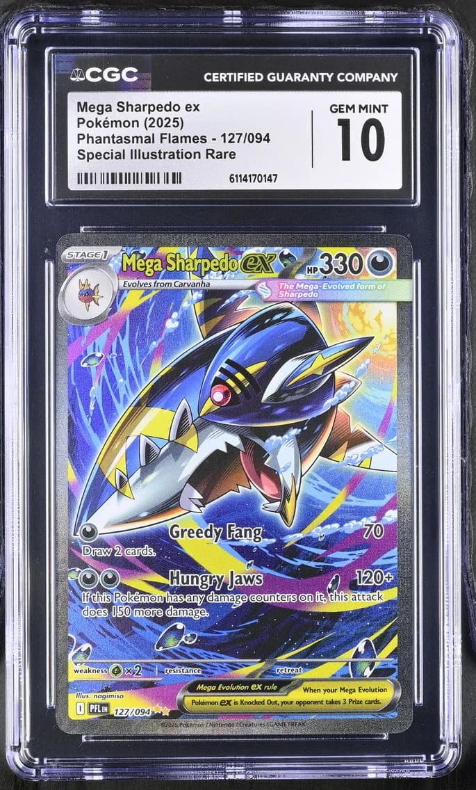 Mega Sharpedo ex, Phantasmal Flames, CGC 10