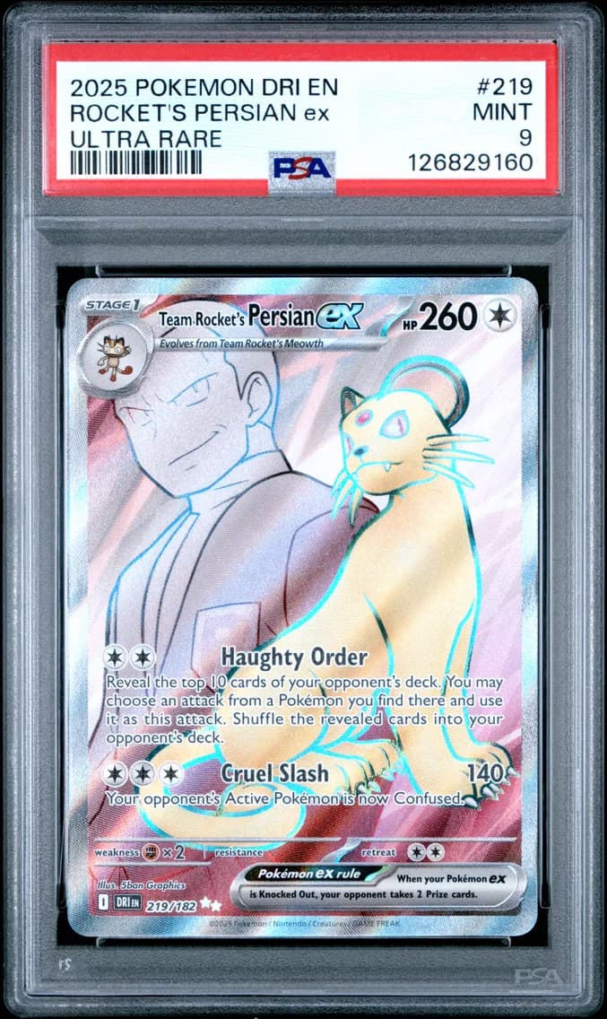 Team Rocket's Persian EX, Destined Rivals, PSA 9