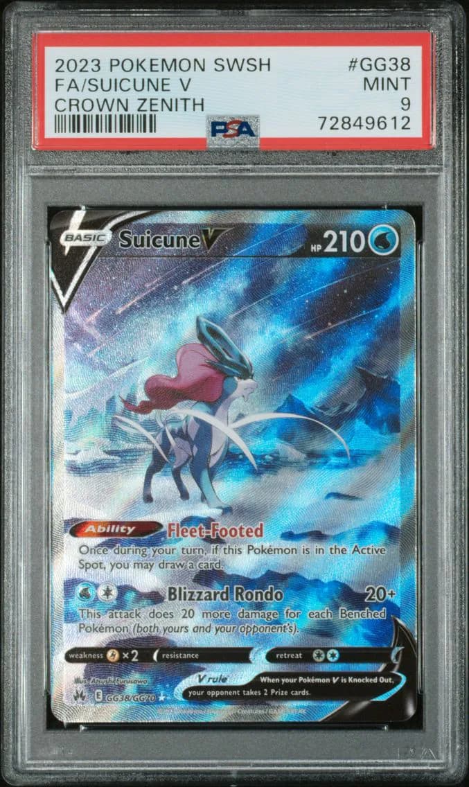 Suicune V, Sword and Shield Crown Zenith, PSA 9
