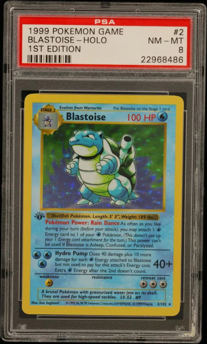 Blastoise-Holo 1st Edition, Game, PSA 8