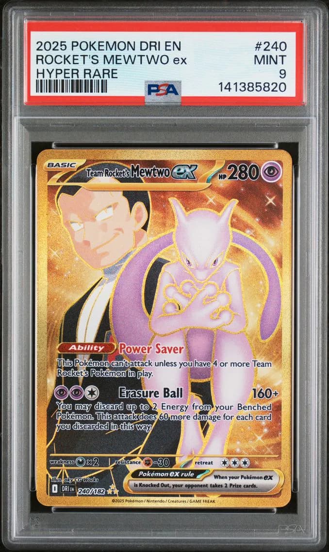 Team Rocket's Mewtwo EX, Destined Rivals, PSA 9